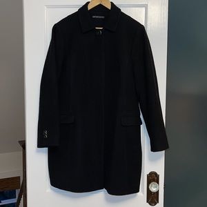 Brooks Brothers 365 Wool Trench Knee Length Coat Size 16 Black